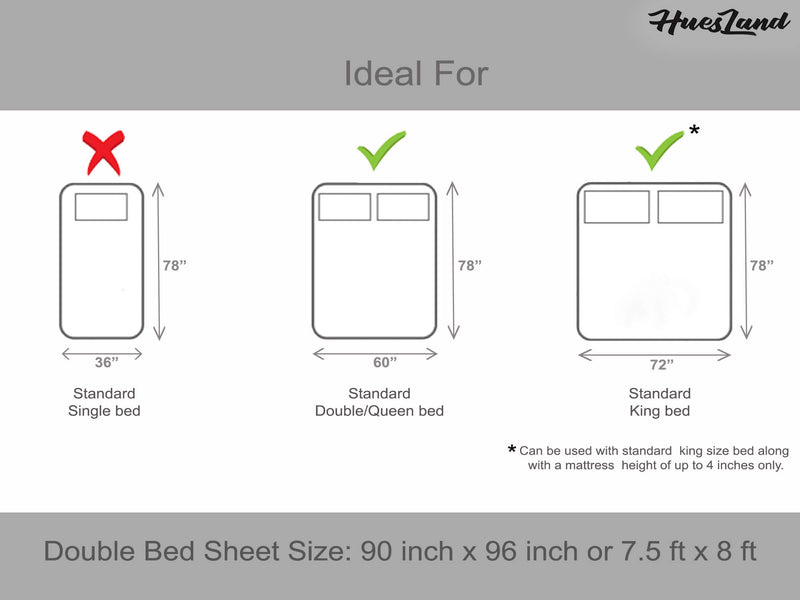 HUESLAND by Ahmedabad Cotton 144 TC Cotton Bedsheet for Double Bed with 2 Pillow Covers - White