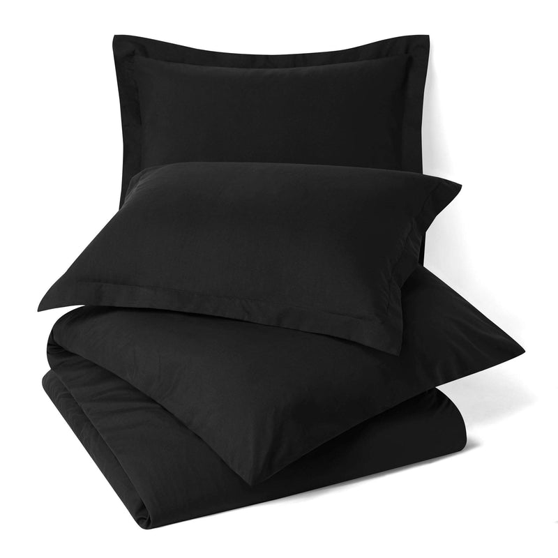 VOMZER Home 300 TC Microfiber Solid & Plain Bedsheet for Double Bed, Size 95 Inch x 90 Inch- Black, Without Pillow