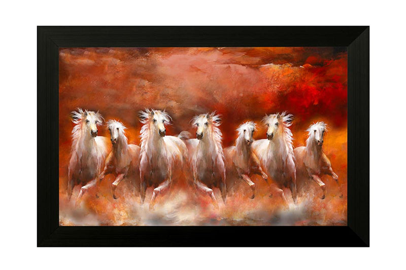 1 Art of Creations Vastu Seven Running Horses UV Textured Framed Digital Reprint 14 inch x 20 inch Painting BANFH6541