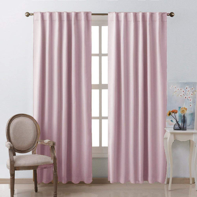 JVIN FAB Very Elegant Back Panel Blackout Eyelet Set of 2 Pcs Door Curtains | Living Room/Hotel/Restaurant/Home/Resort/Office (Baby Pink, 8 Feet)