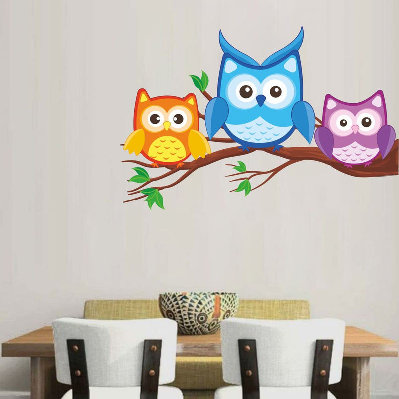 Decor Kraft Cute Owls Wall Sticker & Decal,Size- 58 Cm X 30 Cm,Nature