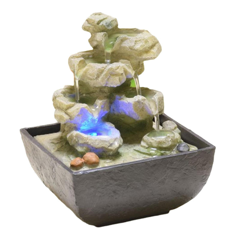 ATORSE® Desktop Fountain 4 Tiers Meditation Illuminated Water Fountains with Light