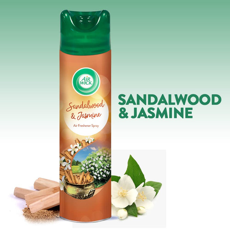 Air Wick 245 ml (Pack of 2) - Sandalwood & Jasmine, Room Air Freshener Spray | Works as Room Freshener and Bathroom Freshener with Long-Lasting Fragrance | Eliminates Odours