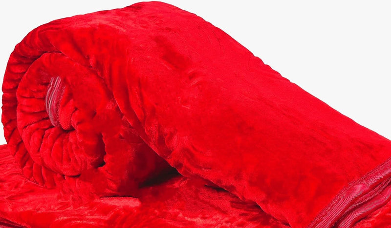 SHOPBITE Double Bed Mink Blanket King Size Heavy Winter Mink Soft AC Room Fleece All Weather Warm Kambal (Red, Double Bed)