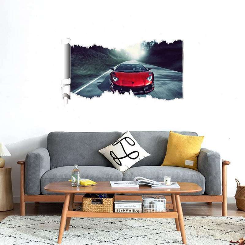 GADGETS WRAP Printed Wall Decal Sticker Scratched Paper Style Wall Decal (90cm x 50cm) - RED CAR (2)