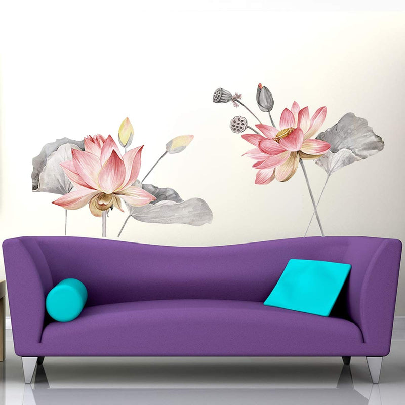 VCREATE DECOR Lotus Design Wall Sticker & Dceal (PVC Vinyl,Size-58 CM X 56 CM)