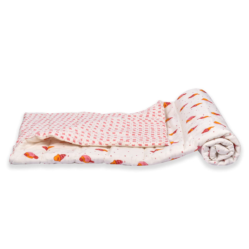 Mom's Home Organic Cotton Baby Quilt Light Winter Blanket- 0-3 Year-110x120 cm - Icecream