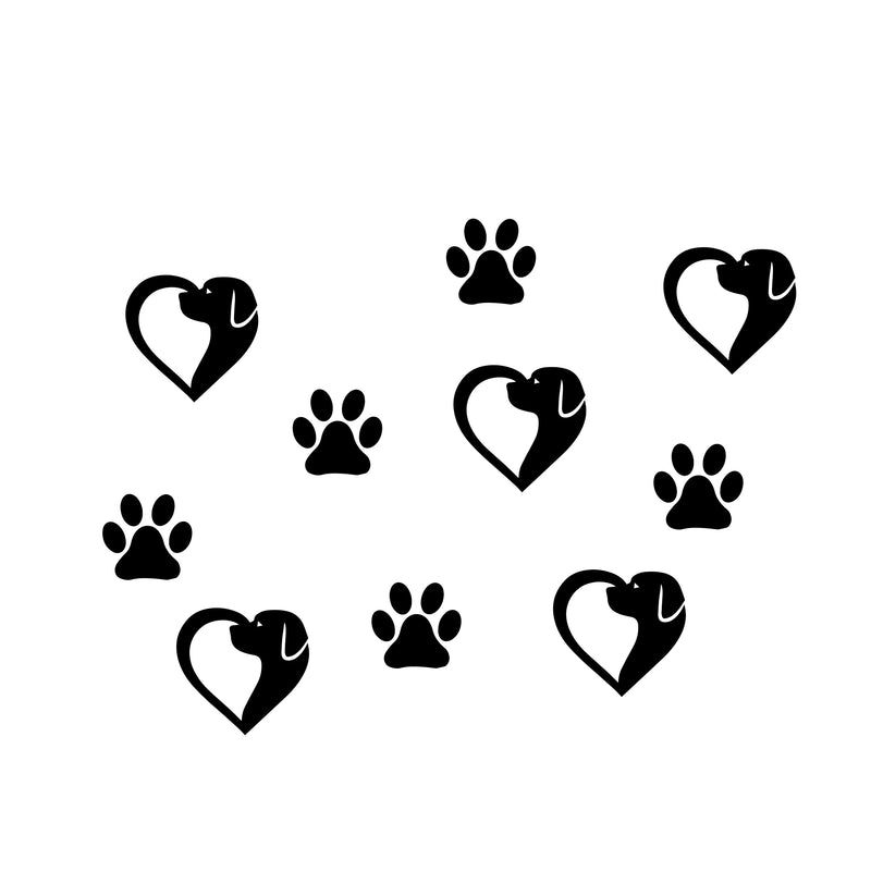 VVWV Love Dog Paw Wall Stickers for Kids Room School Office Living Room Study Room Home & Kitchen Decor Animal Wall Stickers L x H 90 x 60 Cms