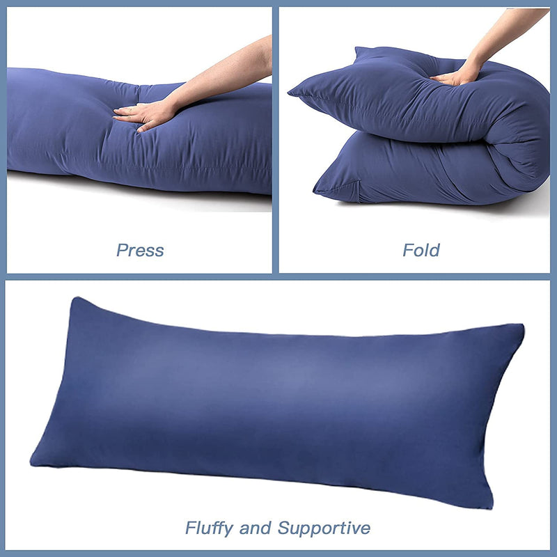 ATOOTFUSION Polyester Luxury Ultra Soft Full Body Pillow Insert for Sleeping (Navy Blue, 20"x54")