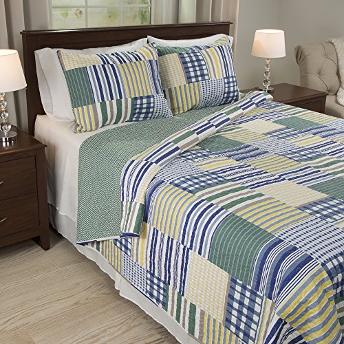 Lavish Home King Lynsey 3 Piece Quilt Set, Multicolor