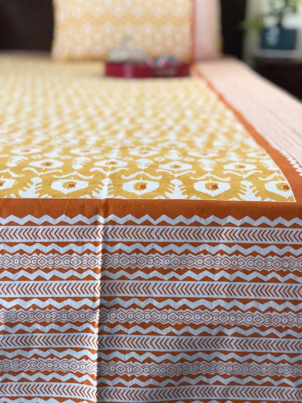 INDIEROOTS BY RENE Indiroot Jaipur Ikkat Bedsheet | King Size | 90 * 108