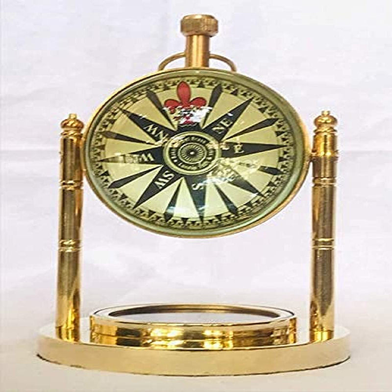 Vintage collection Brass Table Clock with Compass Clock.