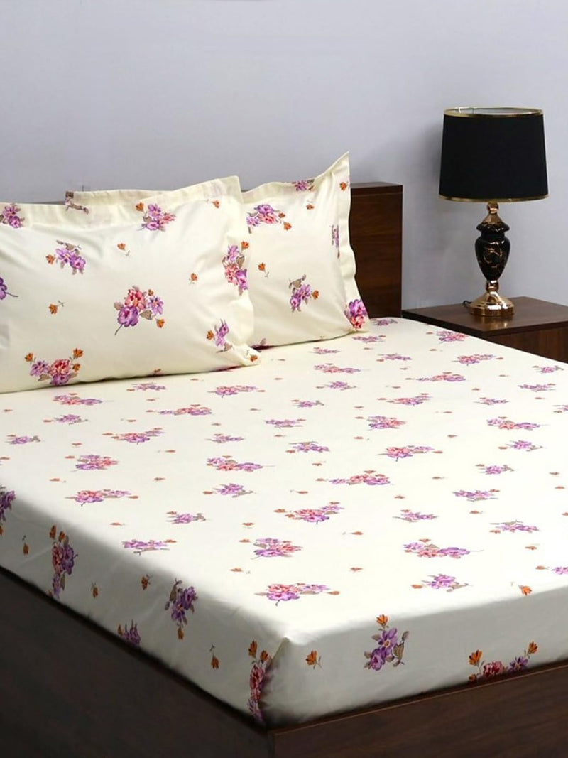 Bombay Dyeing King Size Bedsheet - 180 Thread Count Digital Print Cotton 274cmx274cm Super Soft Bedding Set Bed Linen with 2 Pillow Covers - 7001 (King, Pink)