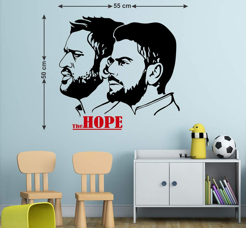 fuzzy Vinyl Dhoni And Kohli Wall Sticker, 50 x 55 cm, Black