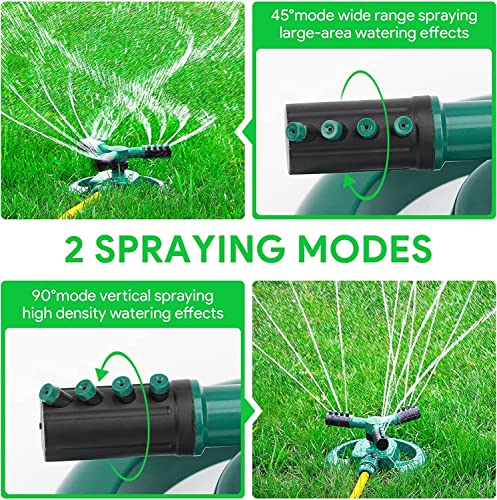 E-COSMOS 1 Pc Automatic 360 ° Rotating Adjustable Round 3 Arm Lawn Water Sprinkler for Watering Garden Plants/Pipe Hose Irrigation Yard Water Sprayer (Green)