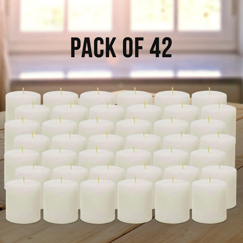 AuraDecor Pack of 42 Unscented Votive Candles for Home Decor, Wedding Candles, 5 hour Candle, Smokeless, No Dripless Candles