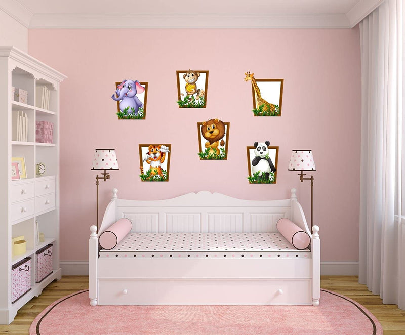 Asmi Collections Self Adhesive Animals Wall Stickers