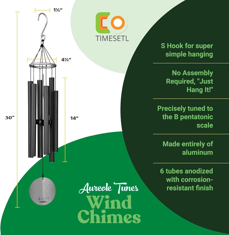 TIMESETL Wind Chimes Outdoor Large Deep Tone,30 Inch Large Wind Chimes for Outside Tuned Relaxing Soothing Low Bass,Memorial Wind Chimes