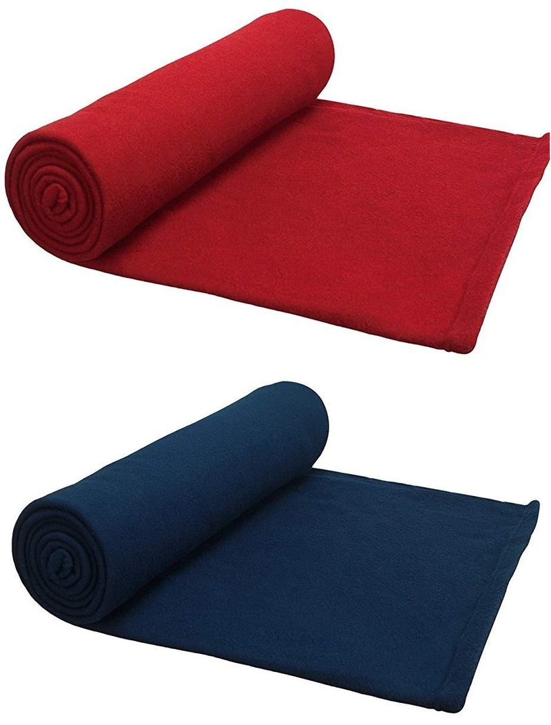 Goyal's ® Single Fleece Blanket Blue & Red Set of 2