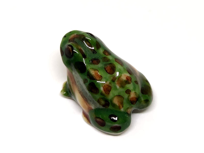 SSJSHOP Frog Micro Tiny Figurines Ceramic Hand Painted Animals Collectible Small Gift Home Decor, Green