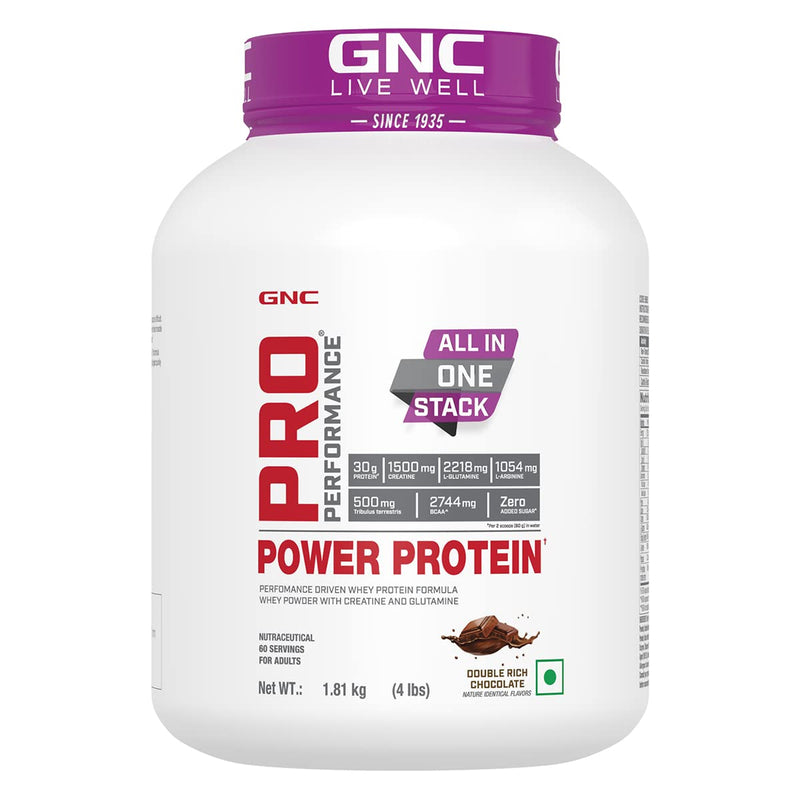 GNC Pro Performance Power Protein| Double Rich Chocolate | 4 lbs & 100% Micellar Casein | | 25g Protein | 15g EAA | 7g BCAA | Chocolate Supreme | 2 lbs COMBO