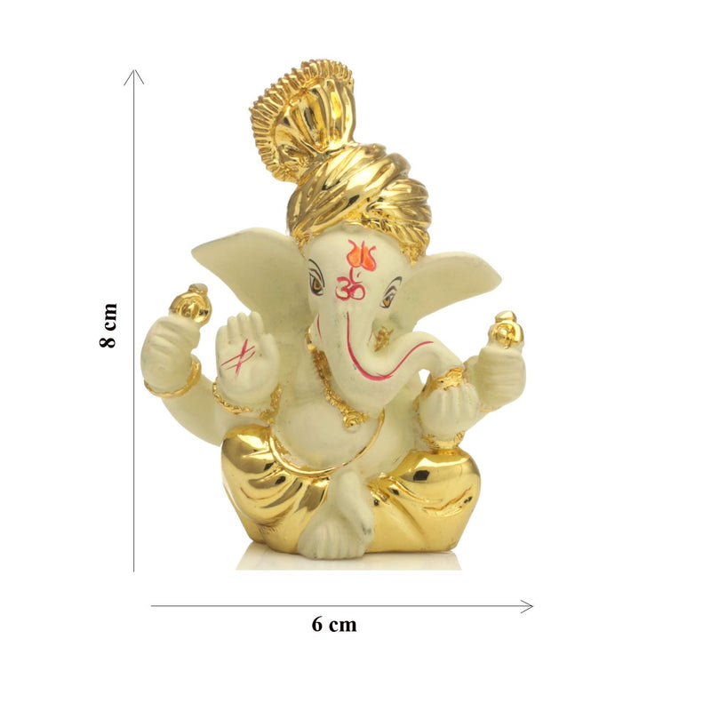 Collectible India Ganesha Idol Terracotta Gold Plated Ganesh Statue (Golden, 8x6cm)