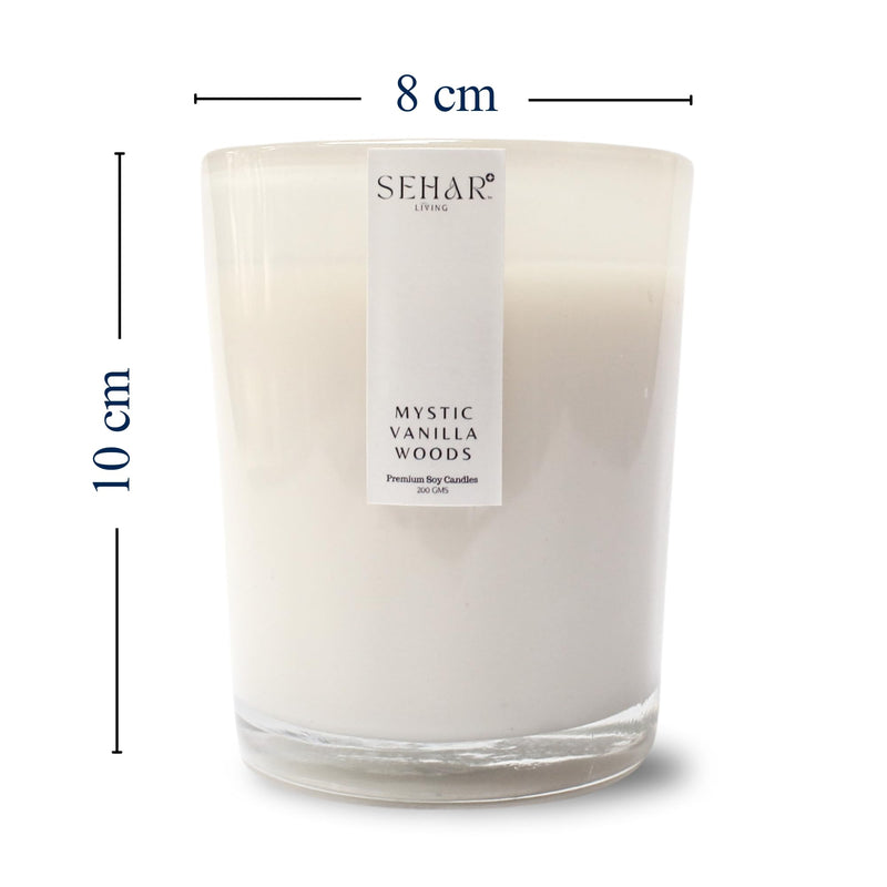 Sehar Living Enchanted Elegance Collection - Mystic Vanilla Woods | 200 Gm | Pure Soy Wax | Burn Time - 40-50 Hours | Reusable Glass Jar | Long Lasting | Clean Burning | Hand Poured