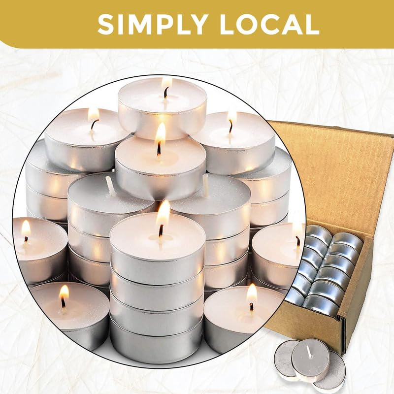 Candles Paraffin Wax Tea Light Set of 50-3 Hour Burn Time, 100% Paraffin Wax with Aluminum Cups - Perfect for Weddings, Parties, Special Events, and Festive Celebrations