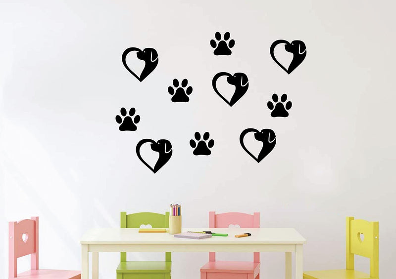 VVWV Love Dog Paw Wall Stickers for Kids Room School Office Living Room Study Room Home & Kitchen Decor Animal Wall Stickers L x H 90 x 60 Cms