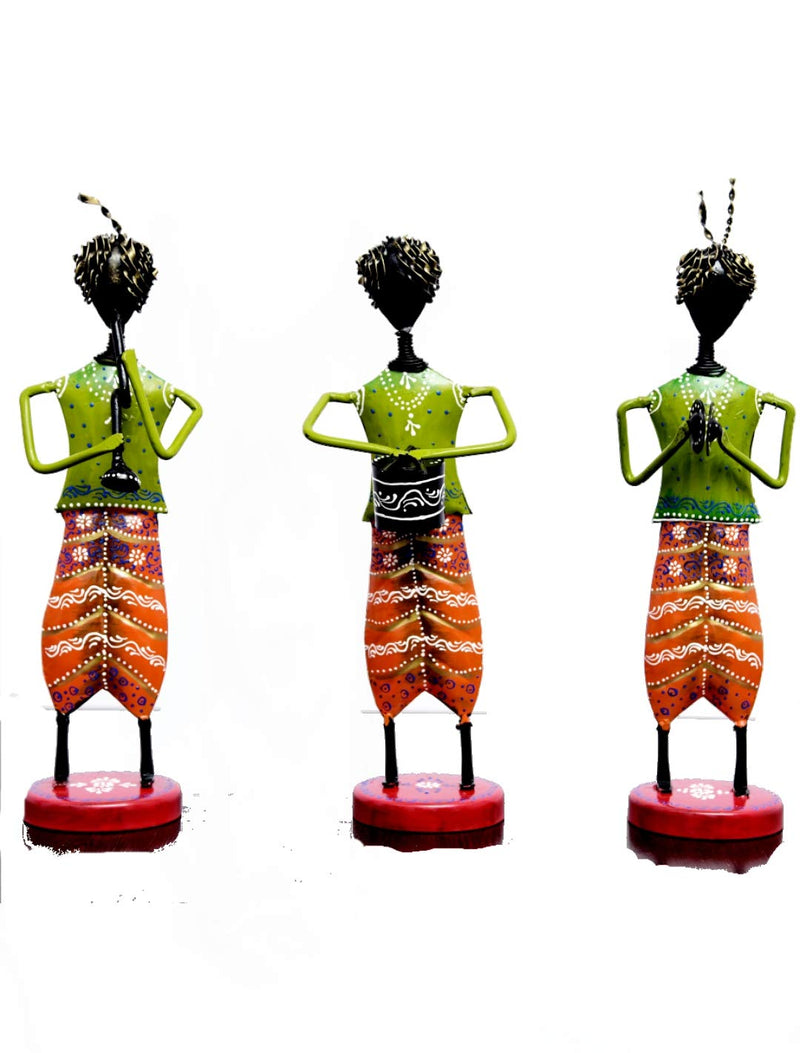 Antique Export Handmade Iron Painted African Boys Set of 3 Table Top Home Decor Showpiece