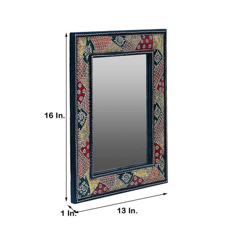 DESERT ART MDF 12 x 16 Inch Hand Painted Framed Rectangle Mirror (33.02 X2.54 X40.64) CM