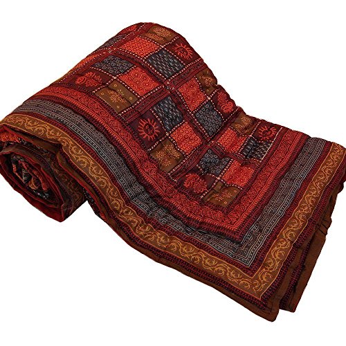 SVT Traditional Famous Jaipuri Beautiful Floral Print in Multi mahroon dabu Jaipuri Rajai/Razai/Quilt Single/Single Bed Quilt/Comforter/AC Quilt/AC Comforter