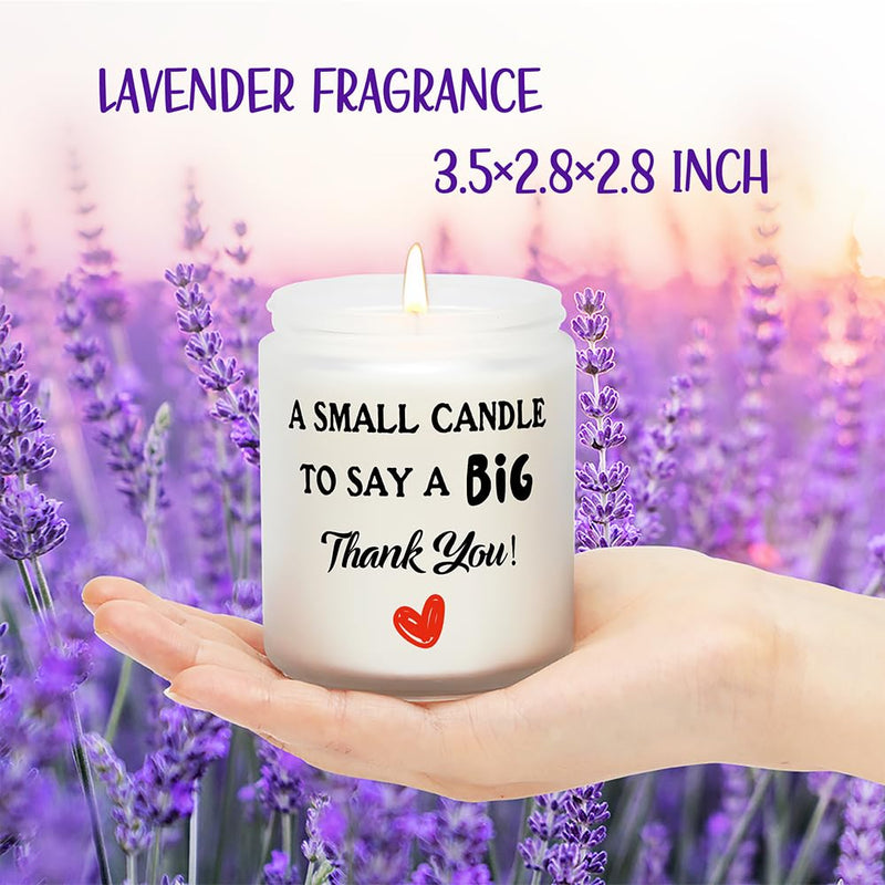 Thank You Gifts for Women Coworkers Nurse Friends Mom - Employee Volunteer Teacher Appreciation Gifts - Hostess Gifts, Thankful for You Gift, Small Thank You Candle Gifts for Women (Lavender)