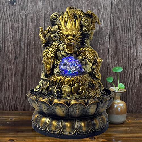 CALANDIS® Desktop Water Fountain Feng Shui Waterfall Statue Ornament with Rolling Ball