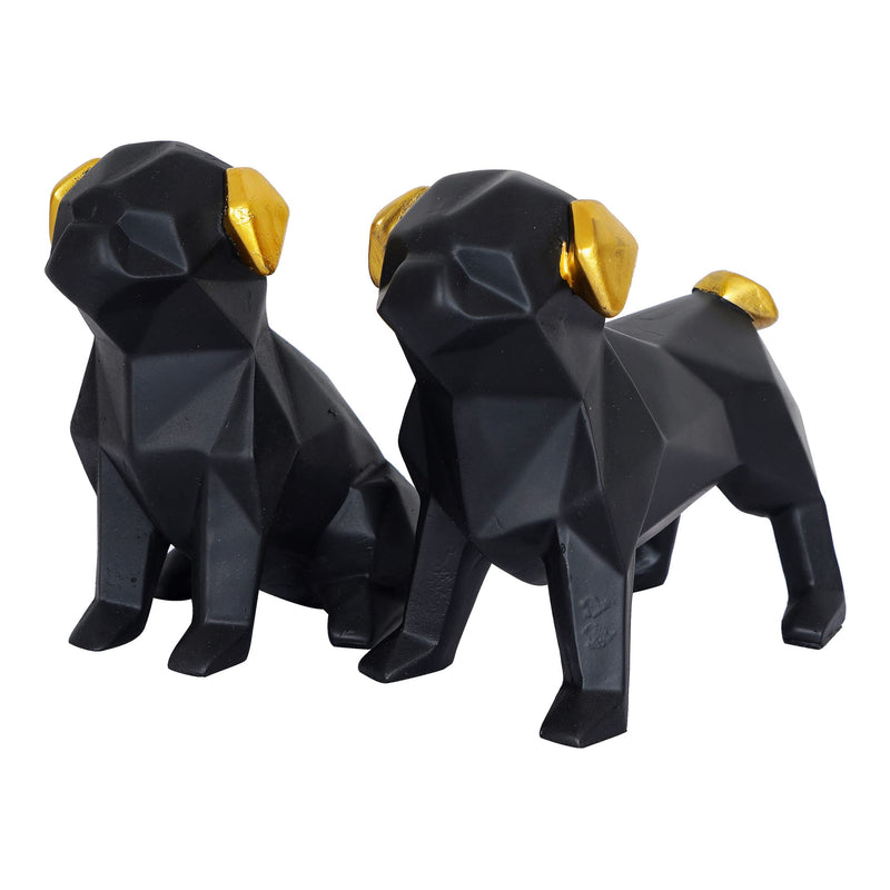 zart Black Dog Cute Pair Showpiece for Home Decoration Items Set of 2 (Black)