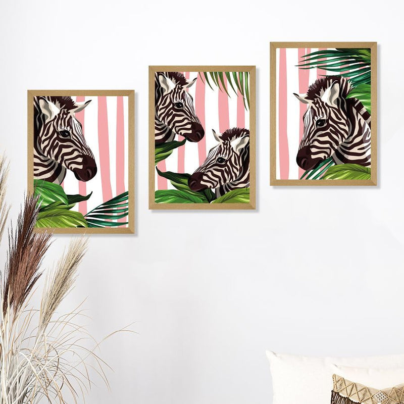 SAF paintings BOHO Set of 3 Modern Art Premium Brown frame Bohemian Painting for Wall Decoration Digital Reprint 13.5 inch x 10.5 inch Bohemian Painting (With Frame, Pack of 3) B161K3