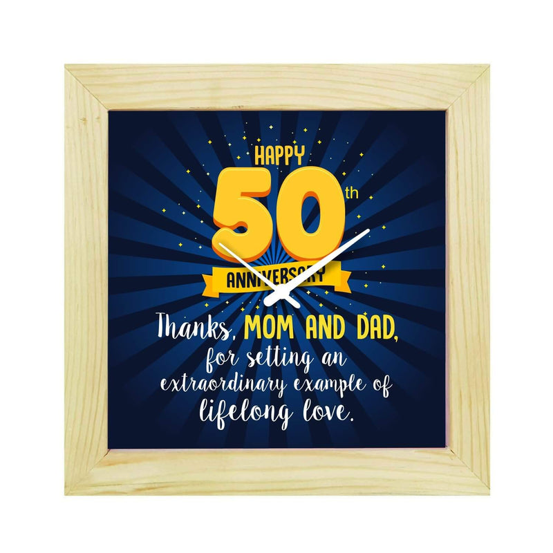 TheYaYaCafe Yaya Cafe� 50th for Mom Dad, Table Desk Clock Wooden Framed Thanks- 8x8 inches