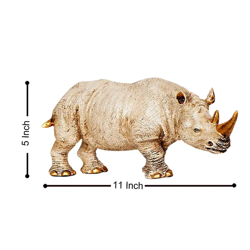 Xtore Home Decor Lucky Horned Rhino Statue Table Accent (Pack of 1, Off White)