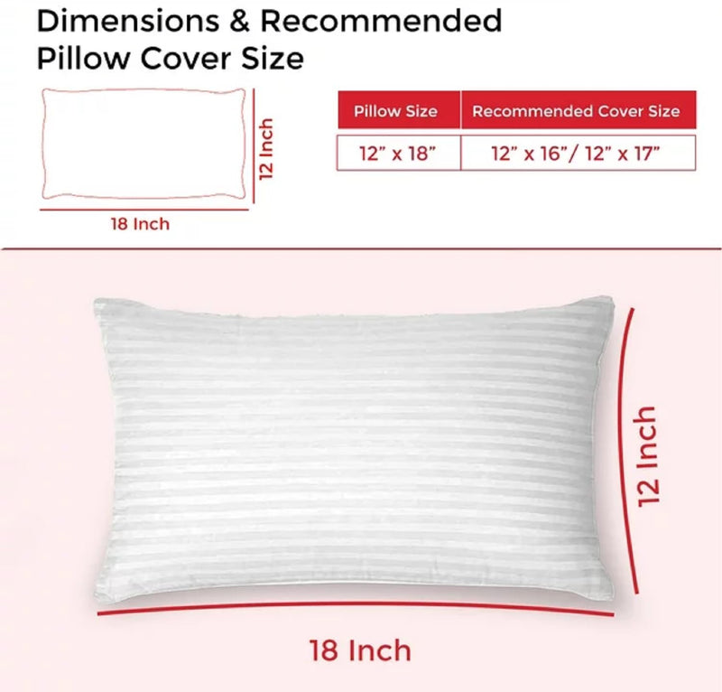 Habitat Rectangular 12x18 Inches Cushion, Set of 2, Leilani Microfiber Hotel Quality Premium Fibre Soft Cushion, Lumbar Pillow Filler - White