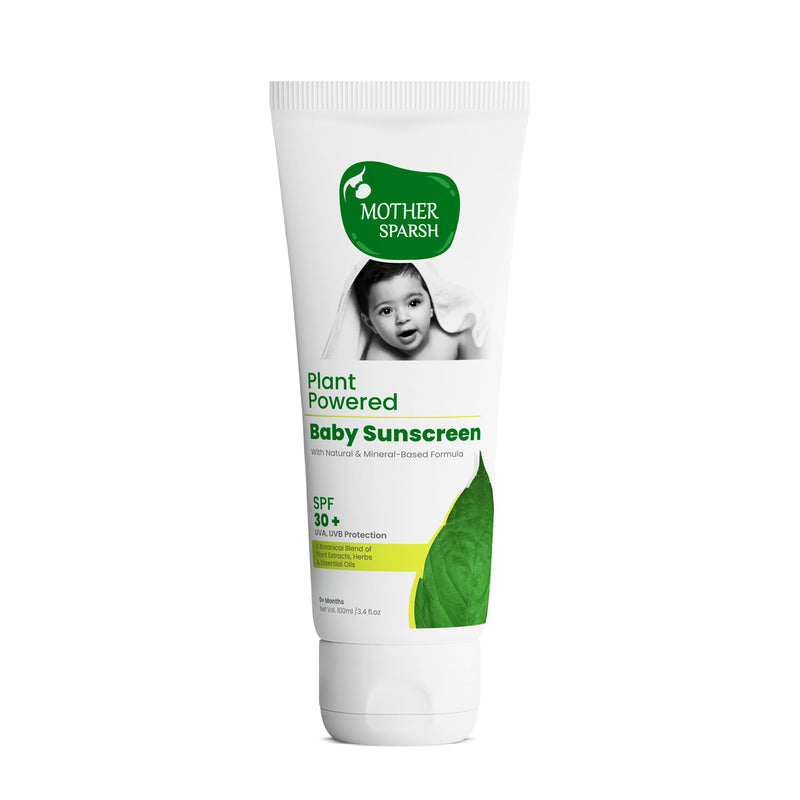 Mother Sparsh Natural Baby Sunscreen Lotion with SPF 30+ For UVA & UVB Protection | Plant derived 95% Bio Based Ingredients - 100ml