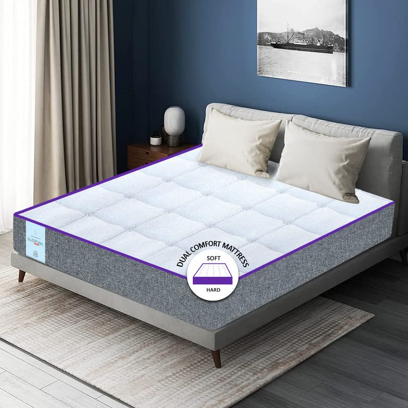 SLEEPSPA Dual Comfort -Hard and Soft-with Soft Comfort Cubes and Rebotech 4 Inch Queen Size High Resilience (HR) Foam Mattress | 7 Years Warranty (LxW: 72X60X4)