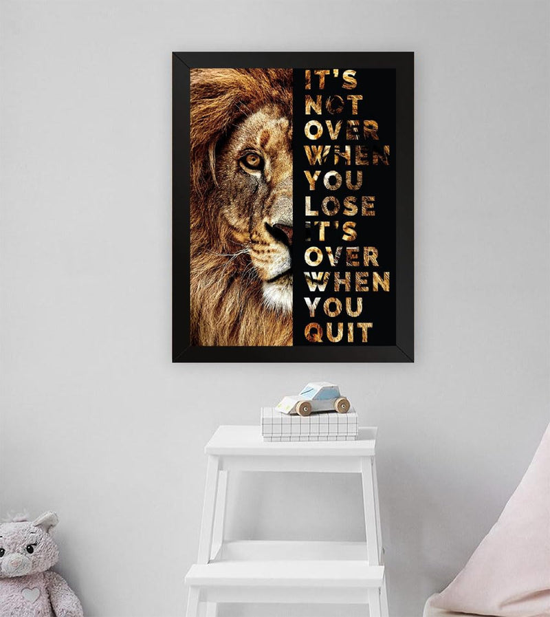 GADGETS WRAP Printed Photo Frame Matte Painting for Home Office Studio Living Room Decoration (11x17inch Black Framed) - Lion Quote