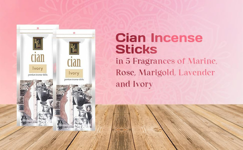 Zed Black Cian Incense Sticks Pack of 5 (in 5 Fragrances of Marine, Rose, Marigold, Lavender and Ivory)