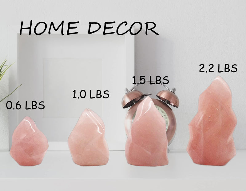 AMOYSTONE Rose Quartz Decor Crystal Falme Tower Energy Meditation Healing Stone Home Decor 1.0-1.3LB