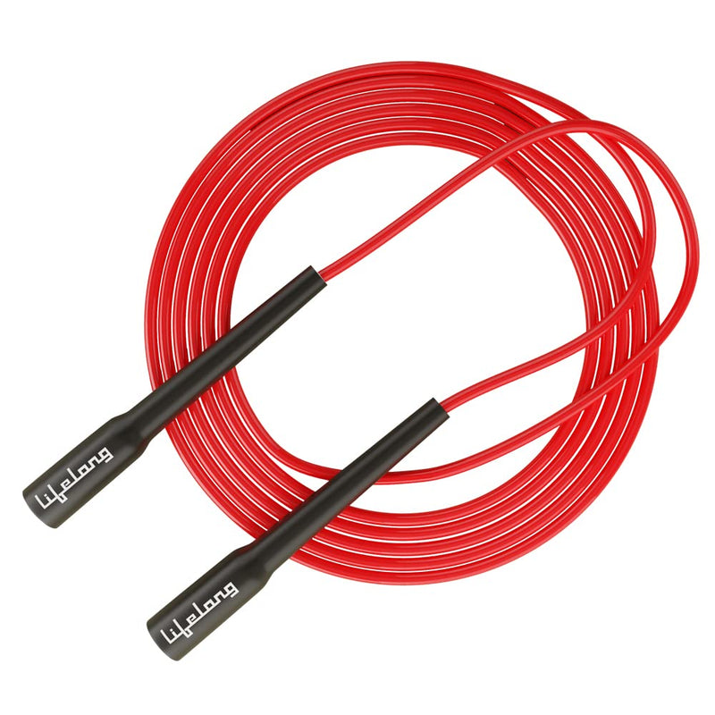 Lifelong LLSR01 Skipping Rope for Men, Women & Children - Jump Rope for Exercise Workout & Weight Loss - Tangle Free Jumping Rope for Kids (275cm, Red and Black) Handle Material: Plastic