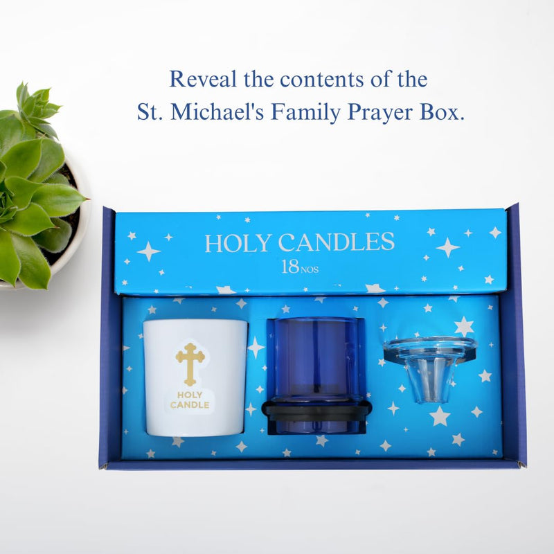 St. Michael's Divine Candle Illumination System Offers sanctified Glow for Your Prayers.Safe and smokeless Candle Lighting Experience with self-extinguishing Design (Blue)