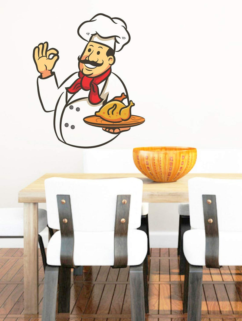 Wallzone Chef Decorative Vinyl Wall Sticker for Kids Room/Bedroom/Dining Hall| Wall Sticker for Home Decor (Medium, 40 cm x 50 cm)