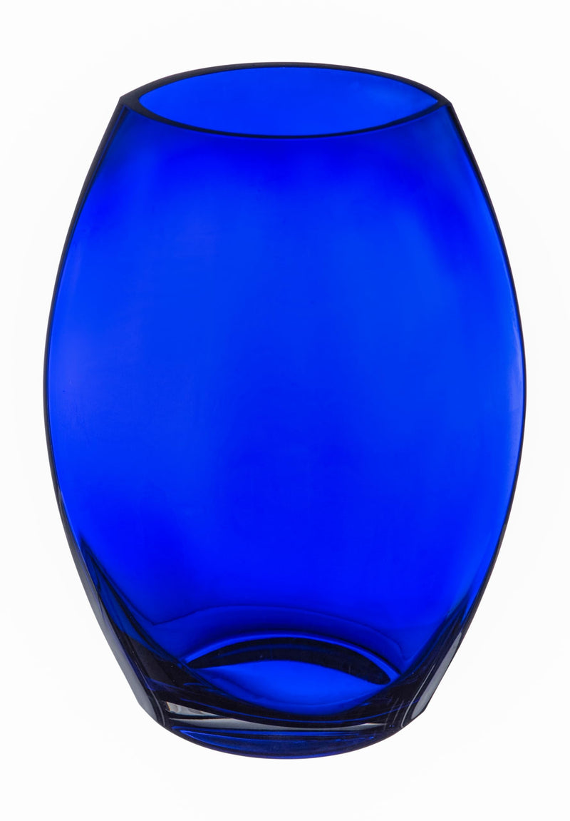 Barski - Handmade Glass - Oval Shaped vase - Cobalt - 8.5"H (8.5 Inches High) Made in Europe