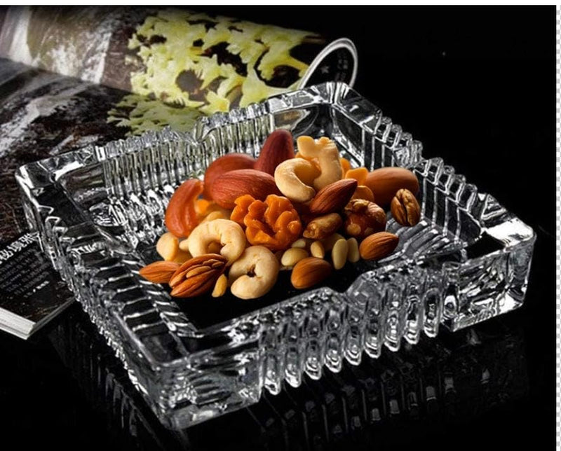 Yadava Square Glass Ash Tray, Ash Trays for Smoking for Home, Decorative Glass Tray Dish for Mouth freshener Dryfruits serving Tray (Transparent Pack of 1) (Square)