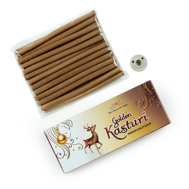 Shah Fragrances Golden Kasturi Premium Dhoop Sticks Box Packs (Pack of 3 * 100 grams)